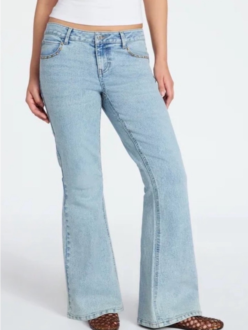 Low Rise No Boundaries Light Blue Flare Jeans - Women's